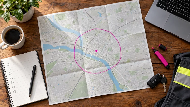 Map and notebook for planning service visits