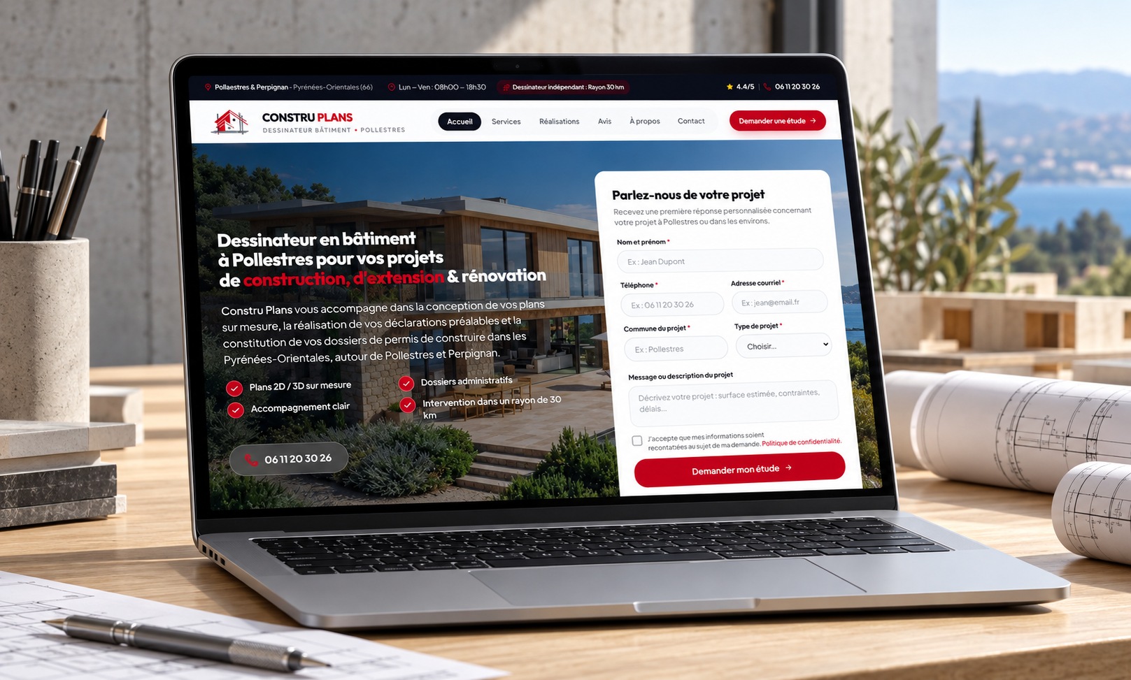 Mockup du site Constru Plans