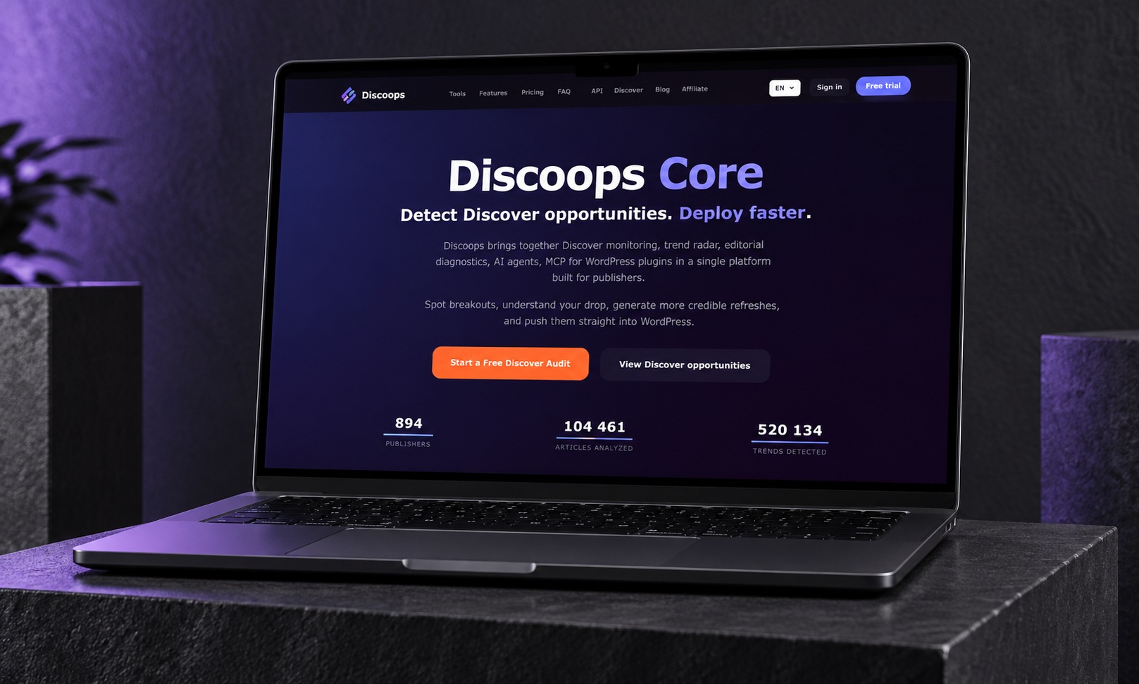 Mockup du site Discoops