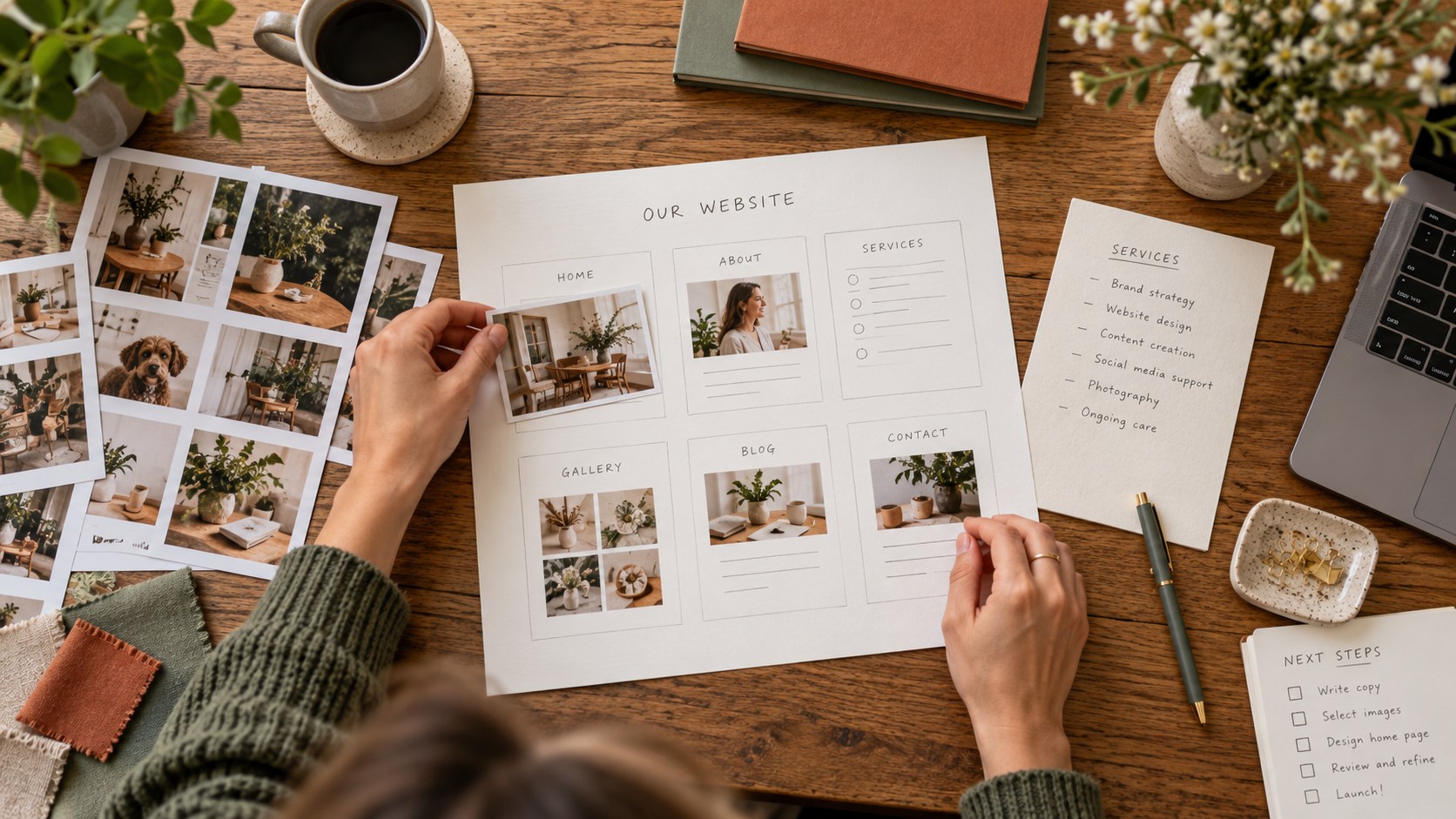 Organizing content and photographs for a website