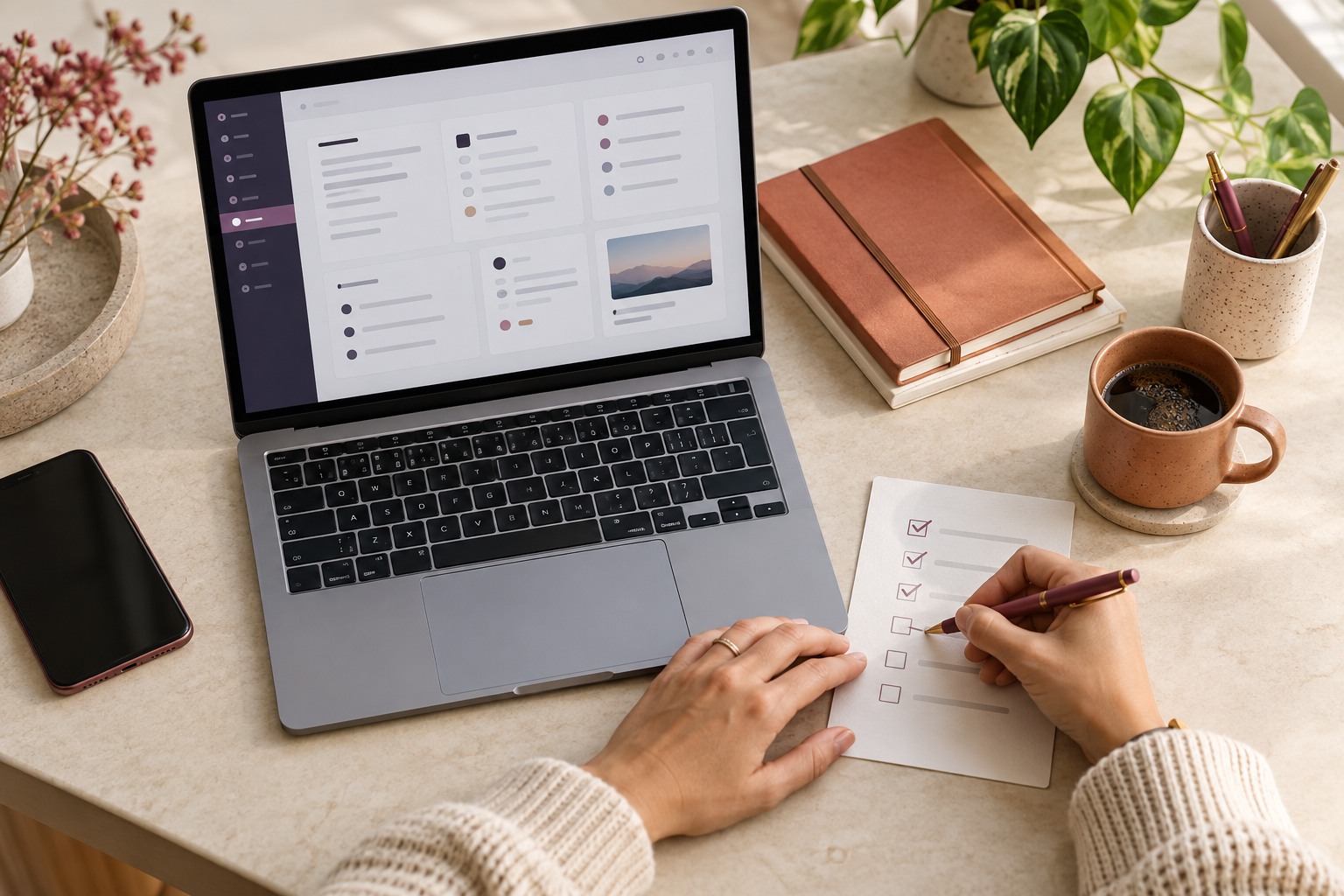 Preparing the first steps with a computer and checklist