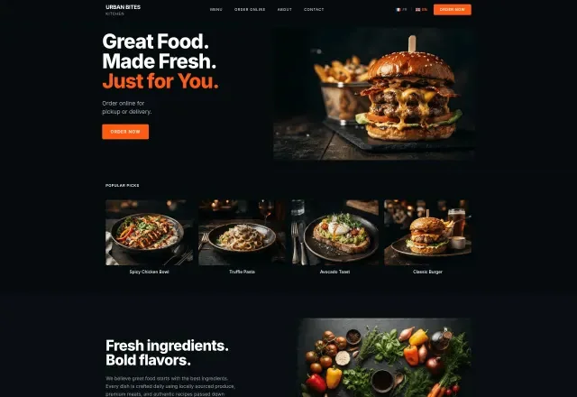 Site web de restauration Urban Bite
